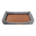 Grey Rectangular Pet Bed with Removable Cooling Mat – Durable 600D Oxford Fabric Dog & Cat Bed, High-Rebound PP Cotton Filling, Non-Slip Base, for Medium to Large Breeds, Includes Free Cooling Pad(Size:S)