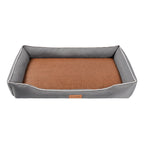 Grey Rectangular Pet Bed with Removable Cooling Mat – Durable 600D Oxford Fabric Dog & Cat Bed, High-Rebound PP Cotton Filling, Non-Slip Base, for Medium to Large Breeds, Includes Free Cooling Pad(Size:S)