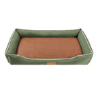 Green Rectangular Pet Bed with Removable Cooling Mat – Durable 600D Oxford Fabric Dog & Cat Bed, High-Rebound PP Cotton Filling, Non-Slip Base, for Medium to Large Breeds, Includes Free Cooling Pad(Size:S)