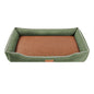 Green Rectangular Pet Bed with Removable Cooling Mat – Durable 600D Oxford Fabric Dog & Cat Bed, High-Rebound PP Cotton Filling, Non-Slip Base, for Medium to Large Breeds, Includes Free Cooling Pad(Size:S)