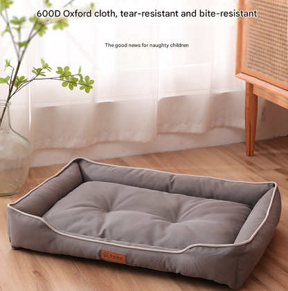 Green Rectangular Pet Bed with Removable Cooling Mat – Durable 600D Oxford Fabric Dog & Cat Bed, High-Rebound PP Cotton Filling, Non-Slip Base, for Medium to Large Breeds, Includes Free Cooling Pad(Size:S)