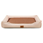 Pink Rectangular Pet Bed with Removable Cooling Mat – Durable 600D Oxford Fabric Dog & Cat Bed, High-Rebound PP Cotton Filling, Non-Slip Base, for Medium to Large Breeds, Includes Free Cooling Pad(Size:S)