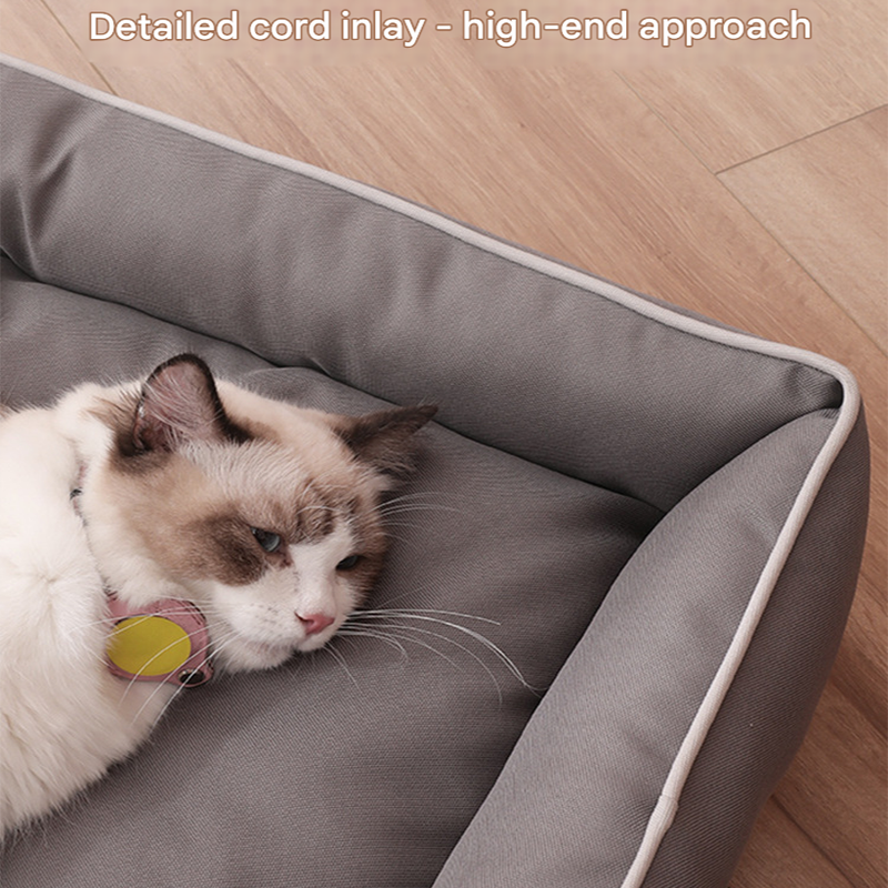 Pink Rectangular Pet Bed with Removable Cooling Mat – Durable 600D Oxford Fabric Dog & Cat Bed, High-Rebound PP Cotton Filling, Non-Slip Base, for Medium to Large Breeds, Includes Free Cooling Pad(Size:S)