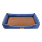 Blue Rectangular Pet Bed with Removable Cooling Mat – Durable 600D Oxford Fabric Dog & Cat Bed, High-Rebound PP Cotton Filling, Non-Slip Base, for Medium to Large Breeds, Includes Free Cooling Pad(Size:M)