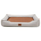 Light grey Rectangular Pet Bed with Removable Cooling Mat – Durable 600D Oxford Fabric Dog & Cat Bed, High-Rebound PP Cotton Filling, Non-Slip Base, for Medium to Large Breeds, Includes Free Cooling Pad(Size:L)