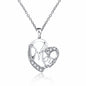 Silver MOM Heart Pendant Necklace with Rhinestones - Adjustable 47+5cm Chain, Lightweight Alloy Jewelry for Mother's Day Gift, Everyday Wear & Special Occasions - Elegant Letter Design for Women