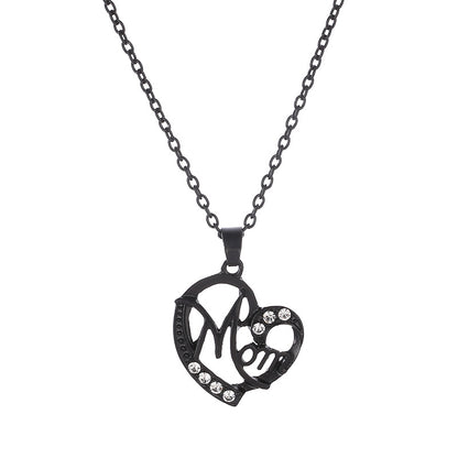 Yahai MOM Heart Pendant Necklace with Rhinestones - Adjustable 47+5cm Chain, Lightweight Alloy Jewelry for Mother's Day Gift, Everyday Wear & Special Occasions - Elegant Letter Design for Women
