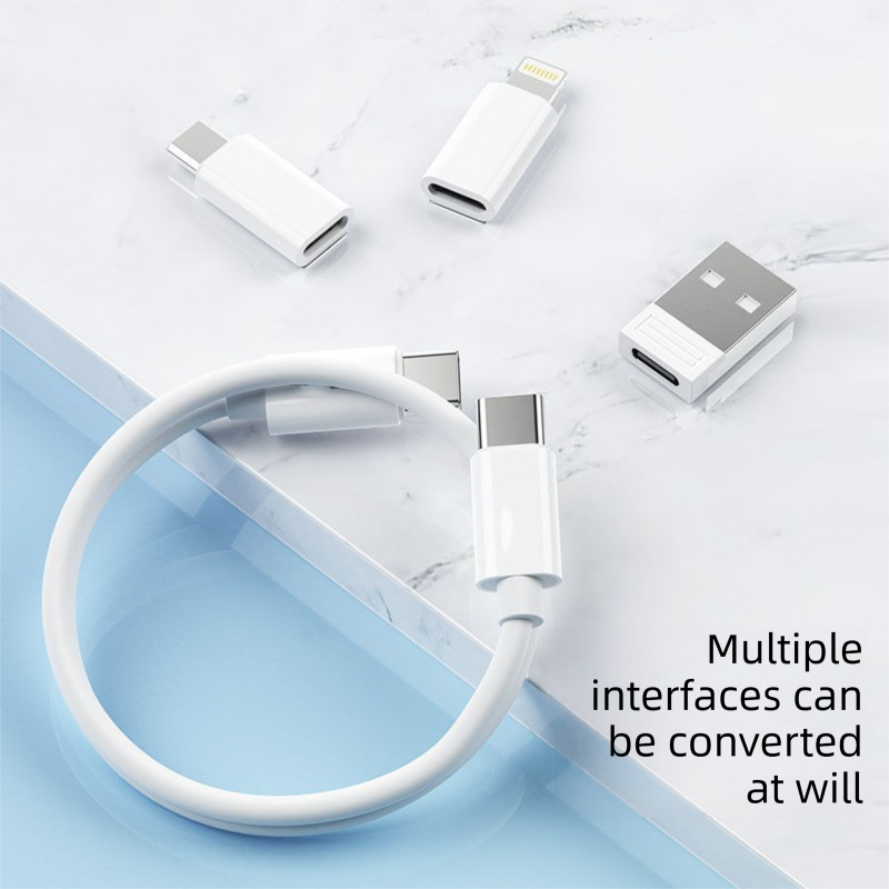 2-Pack White 60W Fast Charging Cable Kit with Storage Box - 5-in-1 Multi-Interface Data Cable Set with Phone Stand & SIM Ejector Tool - Universal Compatibility for iPhone, Android, and Type-C Devices - Portable Travel Gadget Organizer