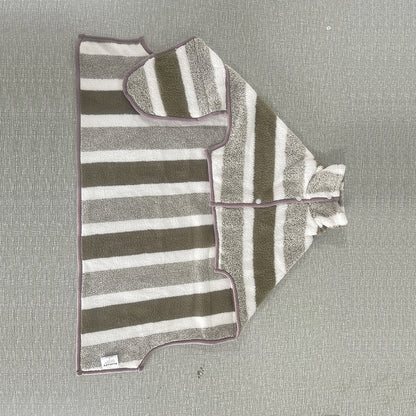 Brown Stripes Super Absorbent Pet Bathrobe with Waist Belt & Neck Snap - Full Coverage Quick-Drying Towel for Dogs & Cats (L Size)