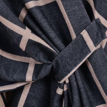 Black and Brown Elegant Check Knit Travel Shawl with Stylish Side-Slit Design - Fall & Winter Luxurious Cashmere-Feel Pullover Cape (135 x 155 CM)