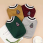 4-Pack M Size Preppy Style V-Neck Knitted Cotton Pet Sweater - Hair-Resistant & Breathable, Classic Fleece-Lined Pullover for Cats and Dogs(Green + Red + Khaki + Grey)