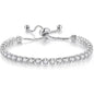 Silver High-Sparkle Cubic Zirconia Single Row Iced-Out Tennis Bracelet (5.7" to 11.3") - Minimalist Geometric Dainty Jewelry
