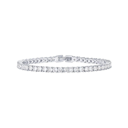 Silver 4.0mm Iced-Out Zirconia Tennis Bracelet with Secure Clasp - Classic Luxury Rhinestone Tennis Chain for Men & Women (8 Inches)