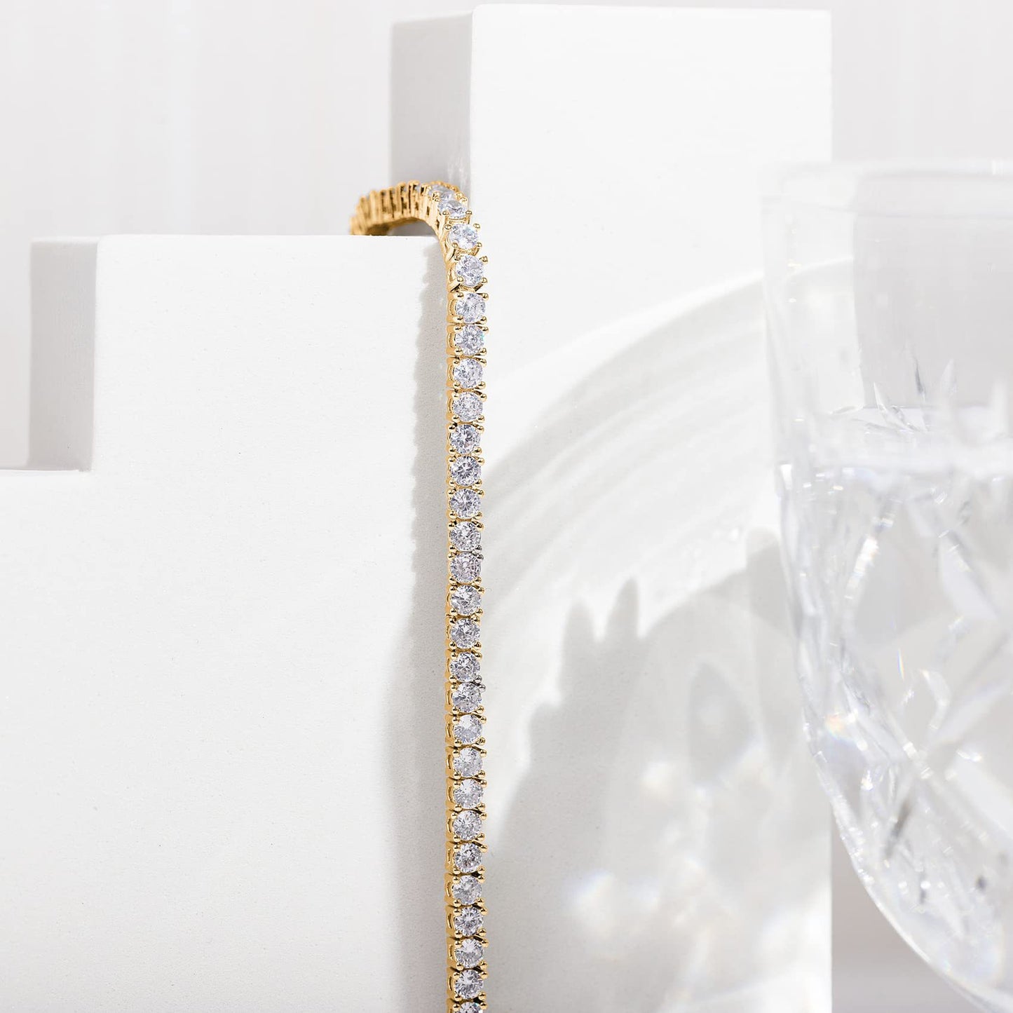 Silver 4.0mm Iced-Out Zirconia Tennis Bracelet with Secure Clasp - Classic Luxury Rhinestone Tennis Chain for Men & Women (8 Inches)