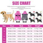 3XL Size Rose Red Winter Waterproof Dog Puffer Vest with Adjustable Neckline / Belt and Leash Access - Reflective Long-Pile Fleece Lined Warm Cloak