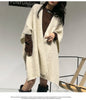 Beige Premium Knitted Wool Blend Poncho - Elegant Thickened Drape Shawl & Cape Cardigan Coat