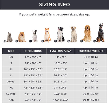 Brown Waterproof Egg-Crate Foam Therapeutic Pet Sofa Bed and Fleece Lounge (L Size 91 x 69 x 17 CM) - Low Entry, High Bolster Support & Zipper Removable Cover