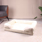 Beige Waterproof Egg-Crate Foam Therapeutic Pet Sofa Bed and Fleece Lounge (L Size 91 x 69 x 17 CM) - Low Entry, High Bolster Support & Zipper Removable Cover