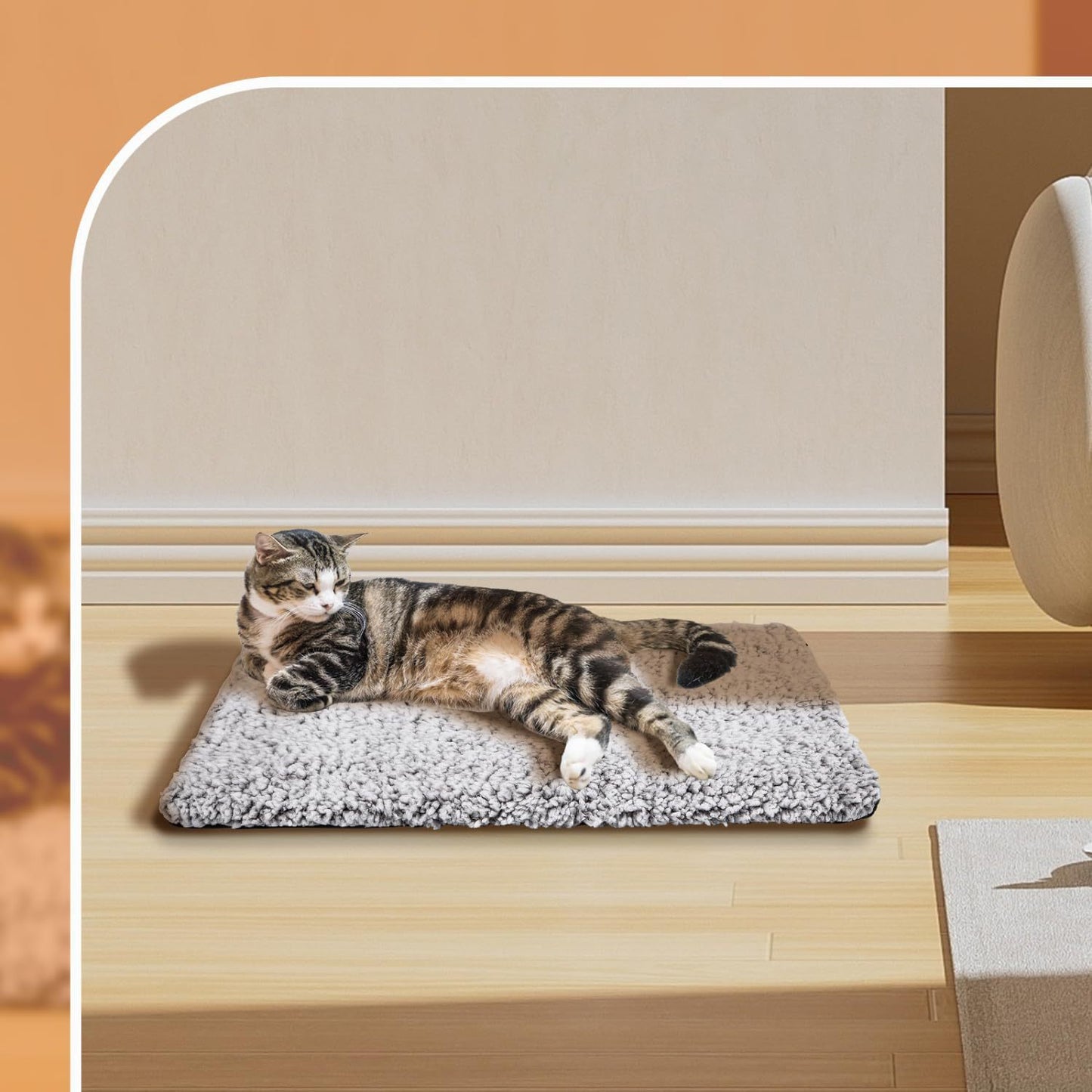 60 x 45 CM Self-Warming Thermal Pet Fluffy Mat with Machine Washable & Removable Zippered Cover - Waterproof Soft Cotton Fleece Bed for Dogs & Cats