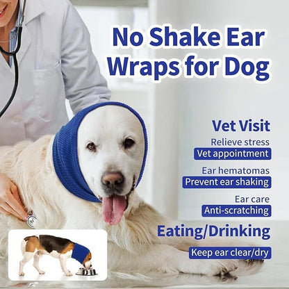 3-Pack Blue Instant Calming Dog Warm Hoods and Ear Covers (M Size) - Anxiety Relief Noise Reduction & Grooming Support, Breathable Full-Head Protection