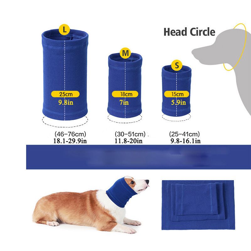 3-Pack Grey Instant Calming Dog Warm Hoods and Ear Covers (S Size) - Anxiety Relief Noise Reduction & Grooming Support, Breathable Full-Head Protection