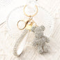 White Crystal-Encrusted Sparkling Bear Keychain - Luxury Fashion Bag Charm & Key Alloy Accessory