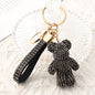 Black Crystal-Encrusted Sparkling Bear Keychain - Luxury Fashion Bag Charm & Key Alloy Accessory