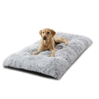 55 x 40 CM Winter Long Plush Dog Bed for Large Dogs - 10CM Thickened Fluffy Faux Fur Pad - Calming Anti Anxiety Pet Cushion with Non-Slip Bottom, Removable & Washable Heavy Duty Bedding, Grey S Size