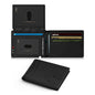 Black Men's Vegan Leather Slim Trifold Wallet - RFID Blocking, Dual ID Windows & 15 Card Slots - Minimalist Gift for Business and Travel