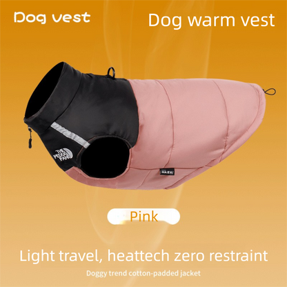 Pnik  L  Size  Dog Clothing — Warm, Thickened Cotton Jacket for Autumn & Winter; Waterproof Pet Vest — Reflective Safety Design, Leash-Compatible