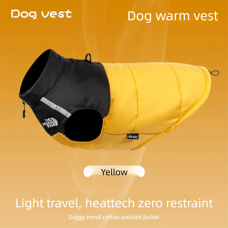 2-Pack (Pink + Yellow) —L Size  — Warm, Thickened Winter Dog Coat / Pet Clothing — Waterproof Winter Dog Vest — Reflective Safety Design (Leash Compatible)