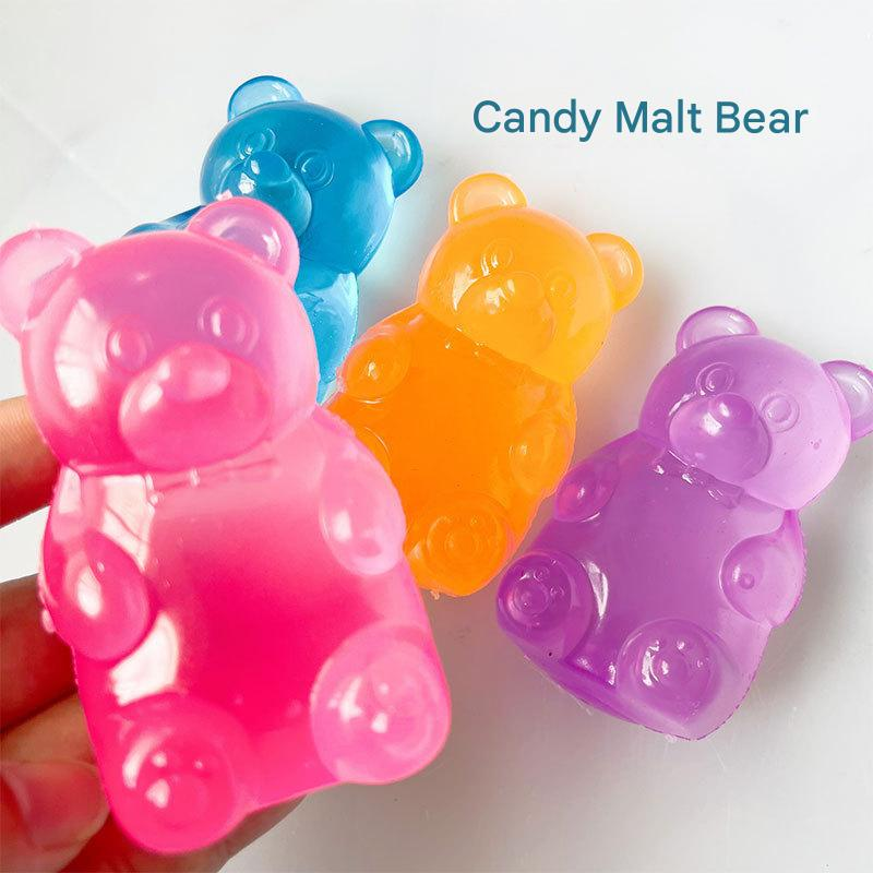 Purple Candy Gummy Bear Squishy Stress Relief Toy - Slow Rising Squeeze Fidget Toys for Kids, Soft TPR Sensory Toy for Anxiety Relief, Cute Kawaii Decompression Gift for Ages 3+