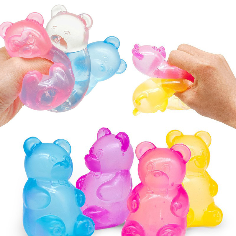 Orange Candy Gummy Bear Squishy Stress Relief Toy - Slow Rising Squeeze Fidget Toys for Kids, Soft TPR Sensory Toy for Anxiety Relief, Cute Kawaii Decompression Gift for Ages 3+