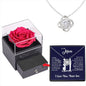 silvery white Necklace  Rose Box Set Eternal Star Three-Leaf Clover Necklace - Mother's Day Gift, Comes with Free Gift Box - Mother's Day Jewelry Gift