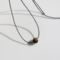 Vintage Geometric Natural Stone Bead Pendant Necklace Adjustable Black Rope Collarbone Chain Unisex Boho Jewelry Gift-Tiger's Eye stone