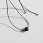 Vintage Geometric Natural Stone Bead Pendant Necklace Adjustable Black Rope Collarbone Chain Unisex Boho Jewelry Gift-malachite