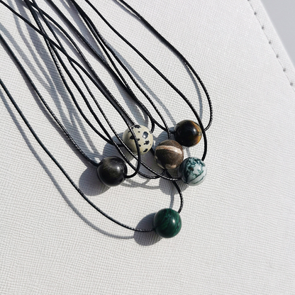 6-piece Vintage Geometric Natural Stone Bead Pendant Necklace Adjustable Black Rope Collarbone Chain Unisex Boho Jewelry Gift