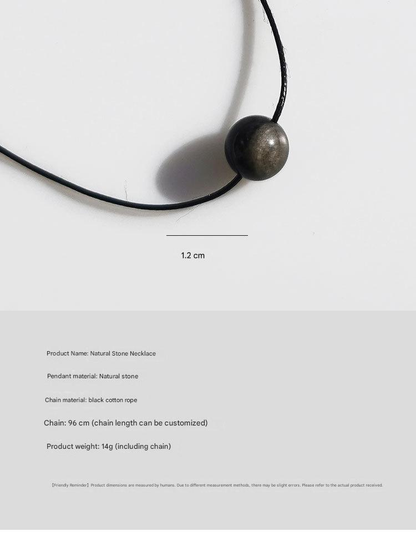 6-piece Vintage Geometric Natural Stone Bead Pendant Necklace Adjustable Black Rope Collarbone Chain Unisex Boho Jewelry Gift