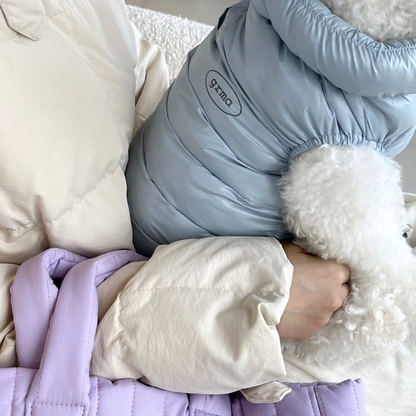 Blue M size Dog Winter Coat Quilted Puffer Jacket - Warm Cotton Padded Vest for Small Dogs, High Collar Pet Clothes for Chihuahua Yorkie Poodle Bichon Schnauzer, Lightweight Cold Weather Dog Apparel with Elastic Cuffs
