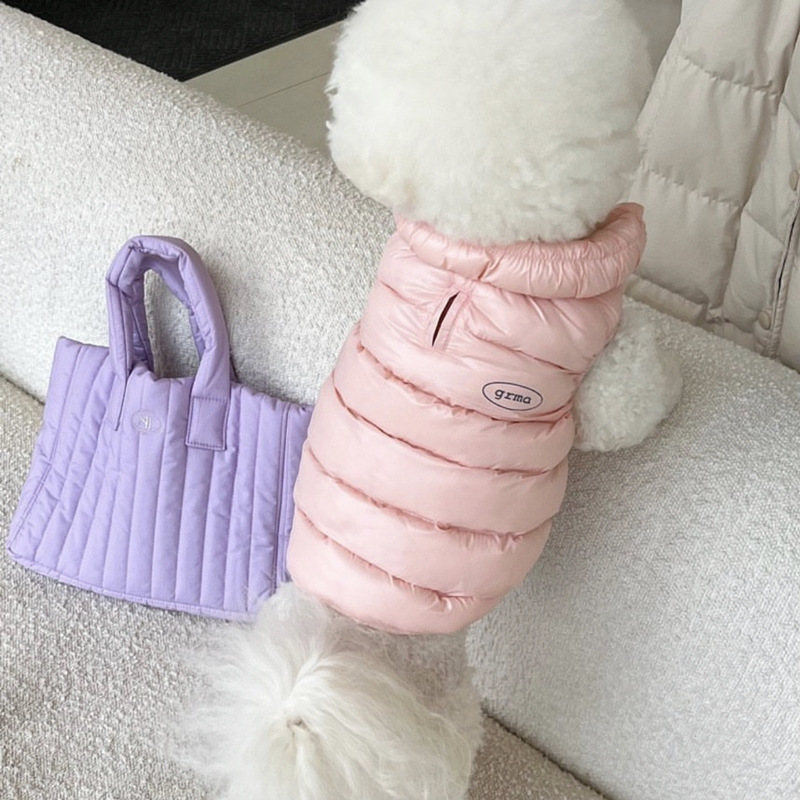 Pink L size Dog Winter Coat Quilted Puffer Jacket - Warm Cotton Padded Vest for Small Dogs, High Collar Pet Clothes for Chihuahua Yorkie Poodle Bichon Schnauzer, Lightweight Cold Weather Dog Apparel with Elastic Cuffs