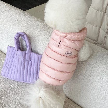 Pink XL size Dog Winter Coat Quilted Puffer Jacket - Warm Cotton Padded Vest for Small Dogs, High Collar Pet Clothes for Chihuahua Yorkie Poodle Bichon Schnauzer, Lightweight Cold Weather Dog Apparel with Elastic Cuffs