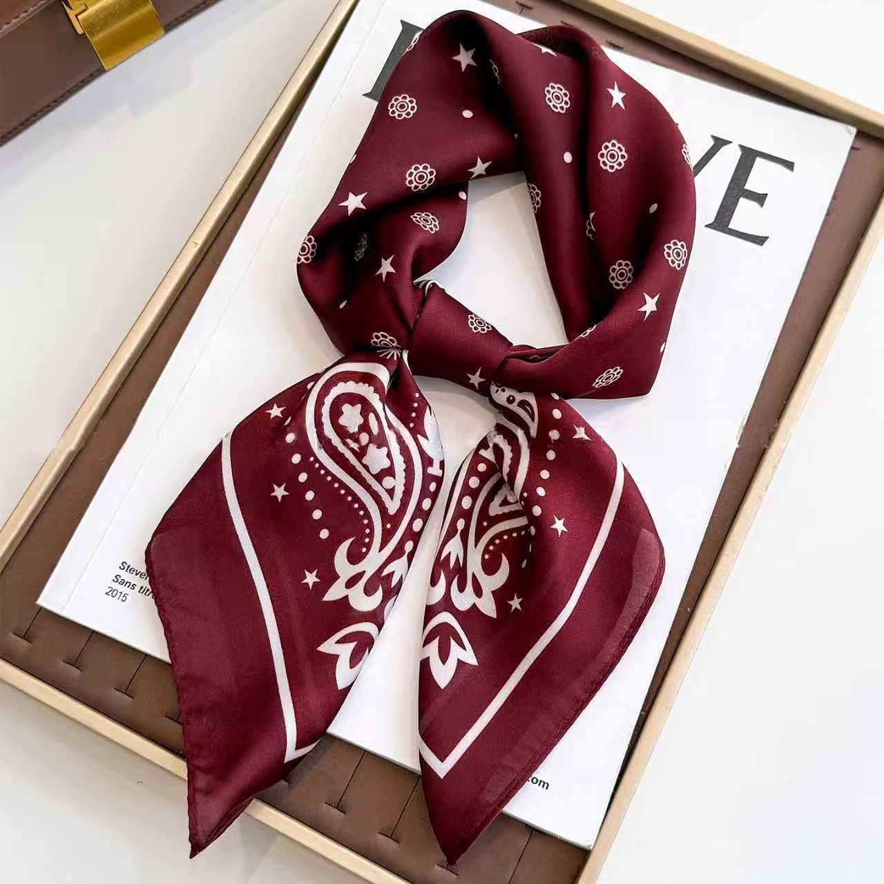 White Women's 70cm Square Scarf - Bohemian Paisley & Vintage Print Collection - Lightweight Satin Feel, Versatile Neck Tie, Head Wrap, Bag Accent, Everyday Elegance, Gift Ready