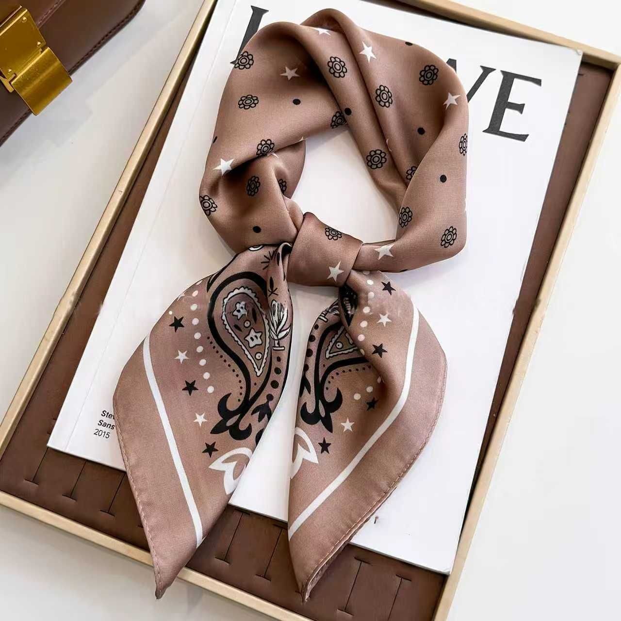 White Women's 70cm Square Scarf - Bohemian Paisley & Vintage Print Collection - Lightweight Satin Feel, Versatile Neck Tie, Head Wrap, Bag Accent, Everyday Elegance, Gift Ready