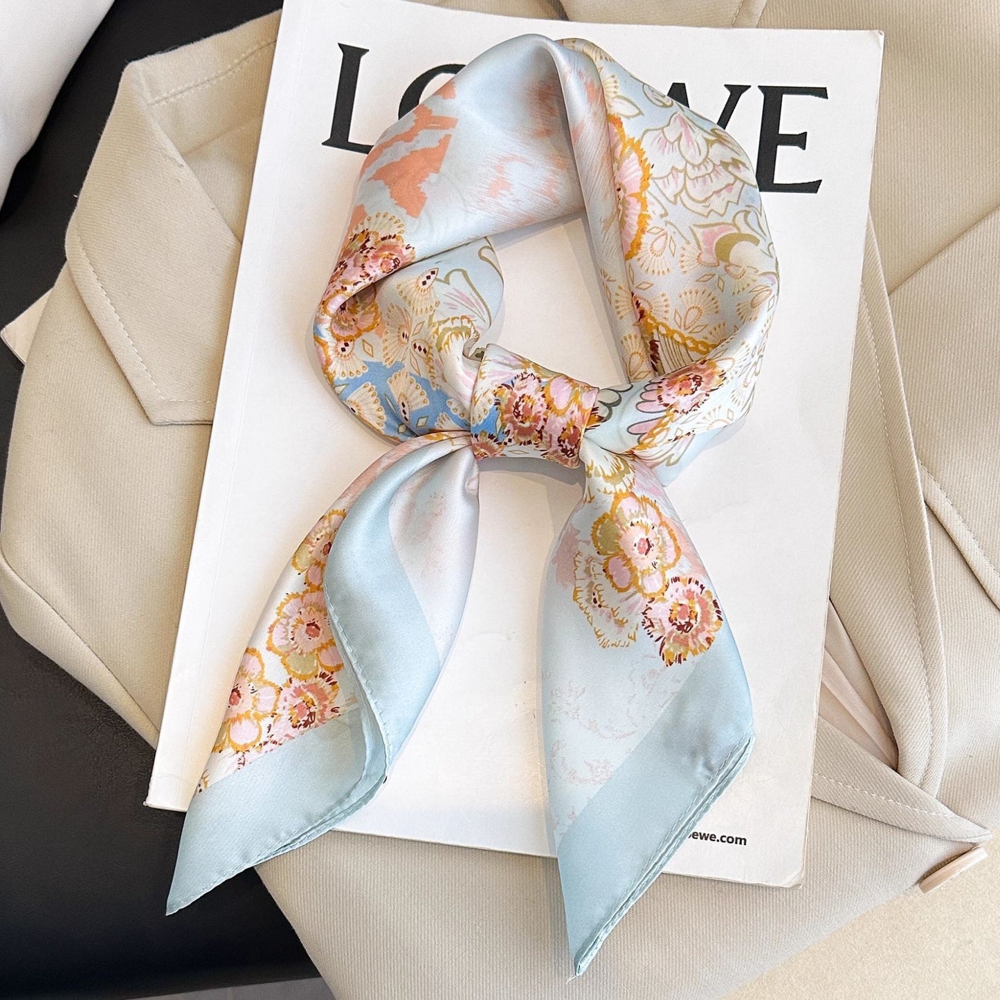 Bohemian White Women's 70cm Square Scarf - Bohemian Paisley & Vintage Print Collection - Lightweight Satin Feel, Versatile Neck Tie, Head Wrap, Bag Accent, Everyday Elegance, Gift Ready