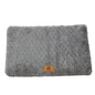 Grey M size Pet Dog Bed Mat - Plush Short Fur Cover with Wave Foam Padding - Washable Removable Cover, Non-Slip Base, Warm Winter Cushion for Dogs and Cats, Multiple Sizes