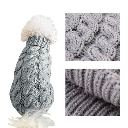 White L size Cosy Cable Knit Dog Jumper -  Warm Winter Pet Clothing, Soft High Neck Design, Small to Medium Dogs, Easy Wear Pullover Style, Ideal for Chilly Evenings and Outdoor Walks