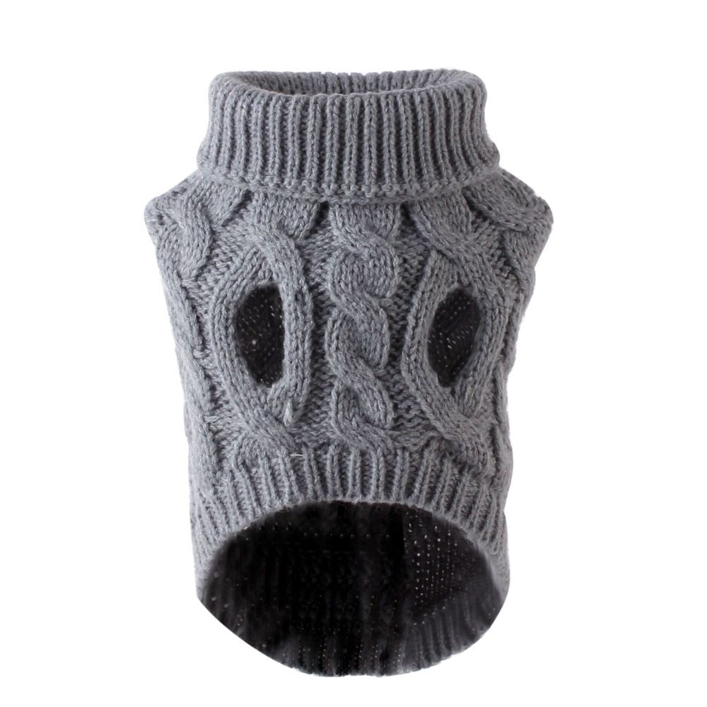 White L size Cosy Cable Knit Dog Jumper -  Warm Winter Pet Clothing, Soft High Neck Design, Small to Medium Dogs, Easy Wear Pullover Style, Ideal for Chilly Evenings and Outdoor Walks