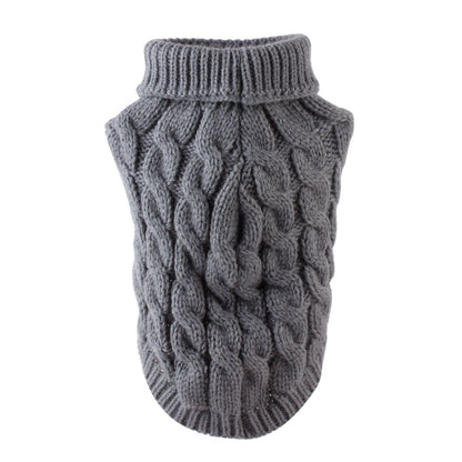 Grey L size Cosy Cable Knit Dog Jumper -  Warm Winter Pet Clothing, Soft High Neck Design, Small to Medium Dogs, Easy Wear Pullover Style, Ideal for Chilly Evenings and Outdoor Walks