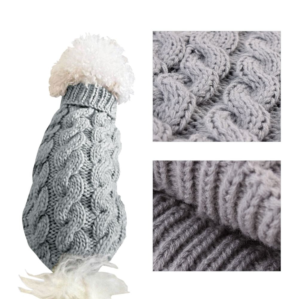 Pink L size Cosy Cable Knit Dog Jumper -  Warm Winter Pet Clothing, Soft High Neck Design, Small to Medium Dogs, Easy Wear Pullover Style, Ideal for Chilly Evenings and Outdoor Walks
