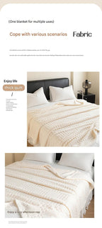 Green 100*150cm Thickened Double-Sided Plush Waffle Weave Throw Blanket - Anti-Static Taffeta Velvet & Flannel Fleece - Warm, Soft, Non-Shedding Blanket for Winter, Sofa, Bed & Office